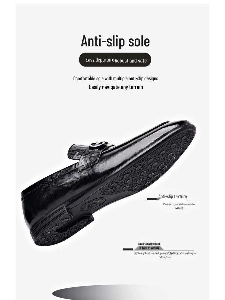 Мужские осенние деловые формальные кожаные лоферы - корейский стиль, дышащие, удобные, универсальные