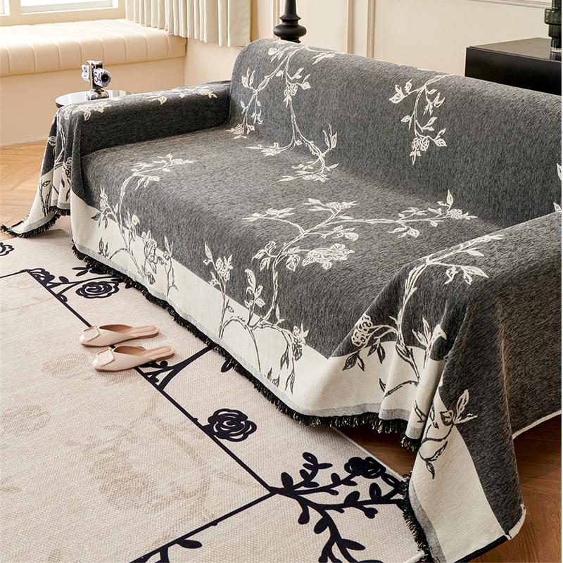 Luxury Chenille Sofa Cover Cloth Sofa Blanket Cover Full Cover Floral Universal Couch Towel Cover Dust Proof Sofa Cushion Cover