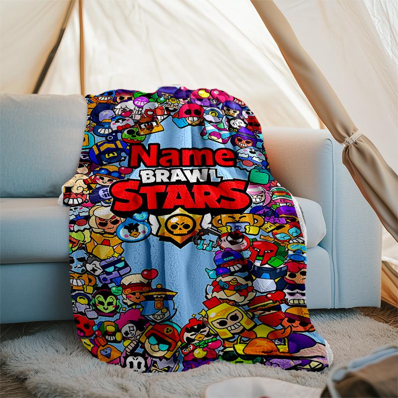 Personalized Custom Name Blanket - Brawl Stars Print Design,Blanket for Sofa,Bed,Travel,Camping - Soft and Warm, Great Gift