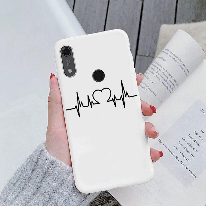 Милый мультяшный чехол для Huawei Y6 2019 с отверстием для пары, синий цветочный столик, мягкий чехол из ТПУ для Huawei Y6 2019, розовый узор, большое сердце, противоударная защитная задняя сумка