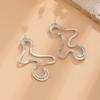 1 Pair Women Earrings Liquid Magma Metal Heart Drop Earrings Geometric Irregular Pleated Earrings Fashion Accessories