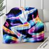 (2D Flat Printing) 1pc Vibrant Rainbow Ethereal Ice Skater Print Blanket - Lightweight Flannel Throw for Sofa Bed Travel Camping L
