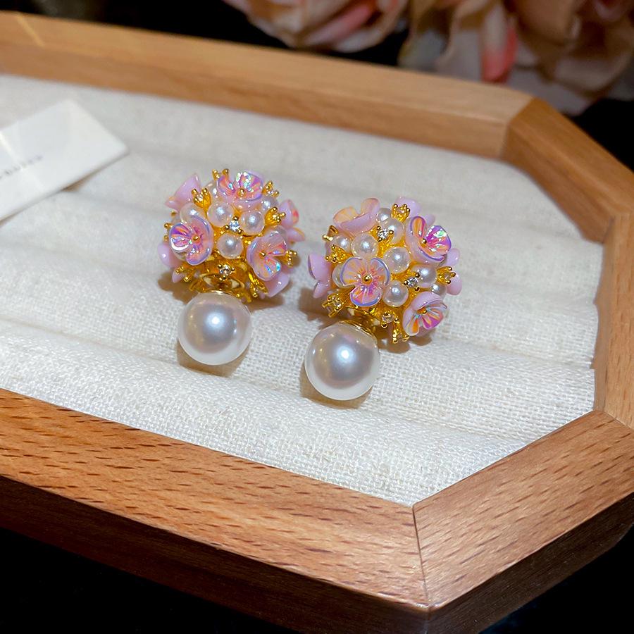 Серьги-пусеты «Серебряная игла» с вырезами в виде розовых бабочек и цирконами - Высококачественная роскошная модная бижутерия