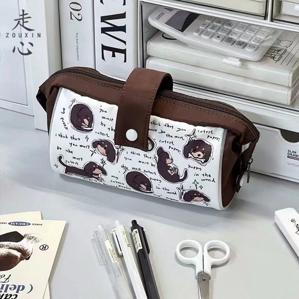 Сумка для ручек с рисунком милой собаки, креативный чехол для хранения канцелярских принадлежностей, школьные принадлежности