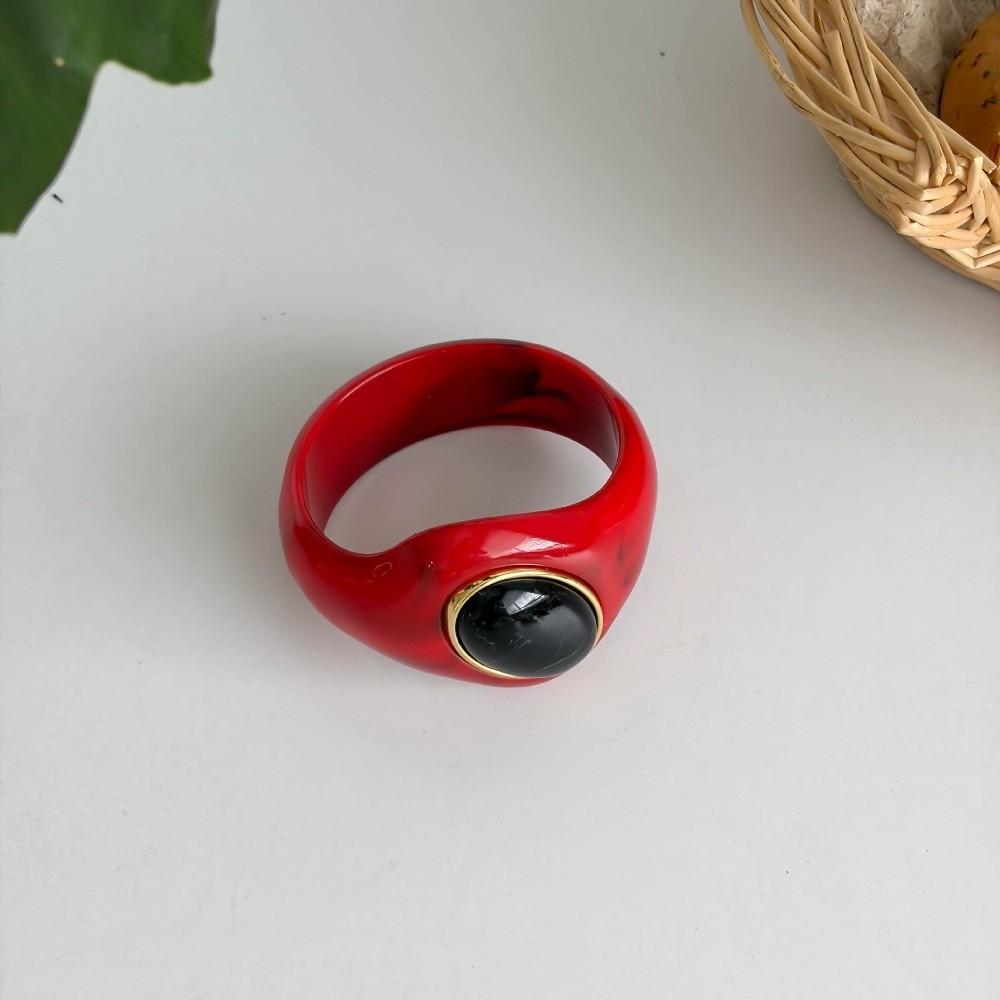 Stone Inlay Wide Bangle Oval Chunky Bracelet New Irregular Resin Bracelet Gifts