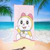 Dorami Doraemon Beach Towel, Pink Polka Dot Cute Cartoon Microfiber Quick Dry Sand-Free Kids Girls Swim Bath Towel