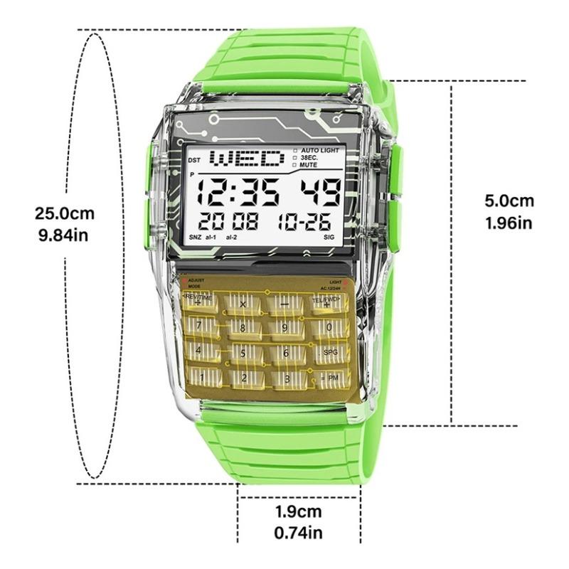 Ретро Квадратные Студенческие Спортивные Электронные Часы Водонепроницаемые Светящиеся Многофункциональный Калькулятор Книга Телефонных Номеров Наручные Часы для Активного Отдыха