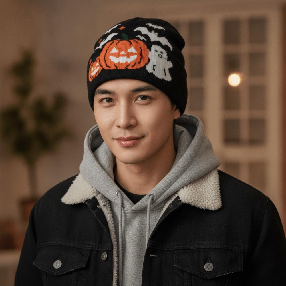 Elastic Ghost Skullies Flexible Pumpkin Bonnets Jacquard Knit Cap Hip Hop Hat Teens