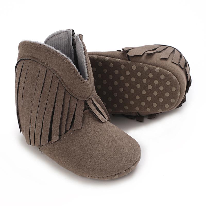 Зимние детские прогулочные туфли с длинными кисточками для девочек, с боковой молнией, с мягкой подошвой, детские прогулочные туфли, обувь для малышей дошкольного возраста