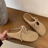 Южная Корея Дундимён женская обувь 2024 осень новая круглая голова плоская подошва сумка голова полушлепанцы носить ленивые мюли