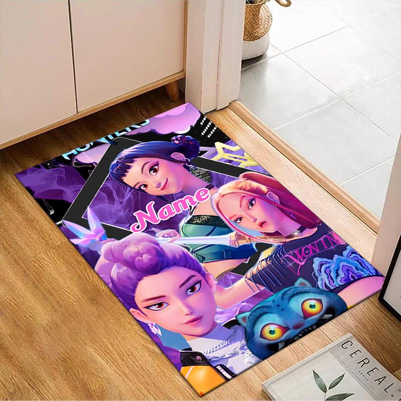 Custom Name Powerful KPop Fashion Rug for Living Room, Game Rooms, Office, Bedroom, Floor Mat Playful Design, fan gifts Christmas decor