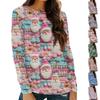 Womens Long Sleeve Round Neck Shirts Tee Casual TopChristmas Print Tunic Outfits Loose T Shirts