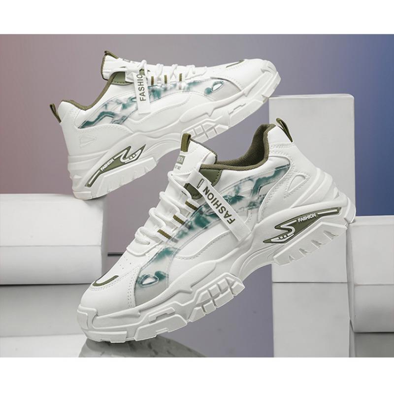 Men S Breathable Leather Upper Dad Shoes Casual Sports Fashion Sneakers