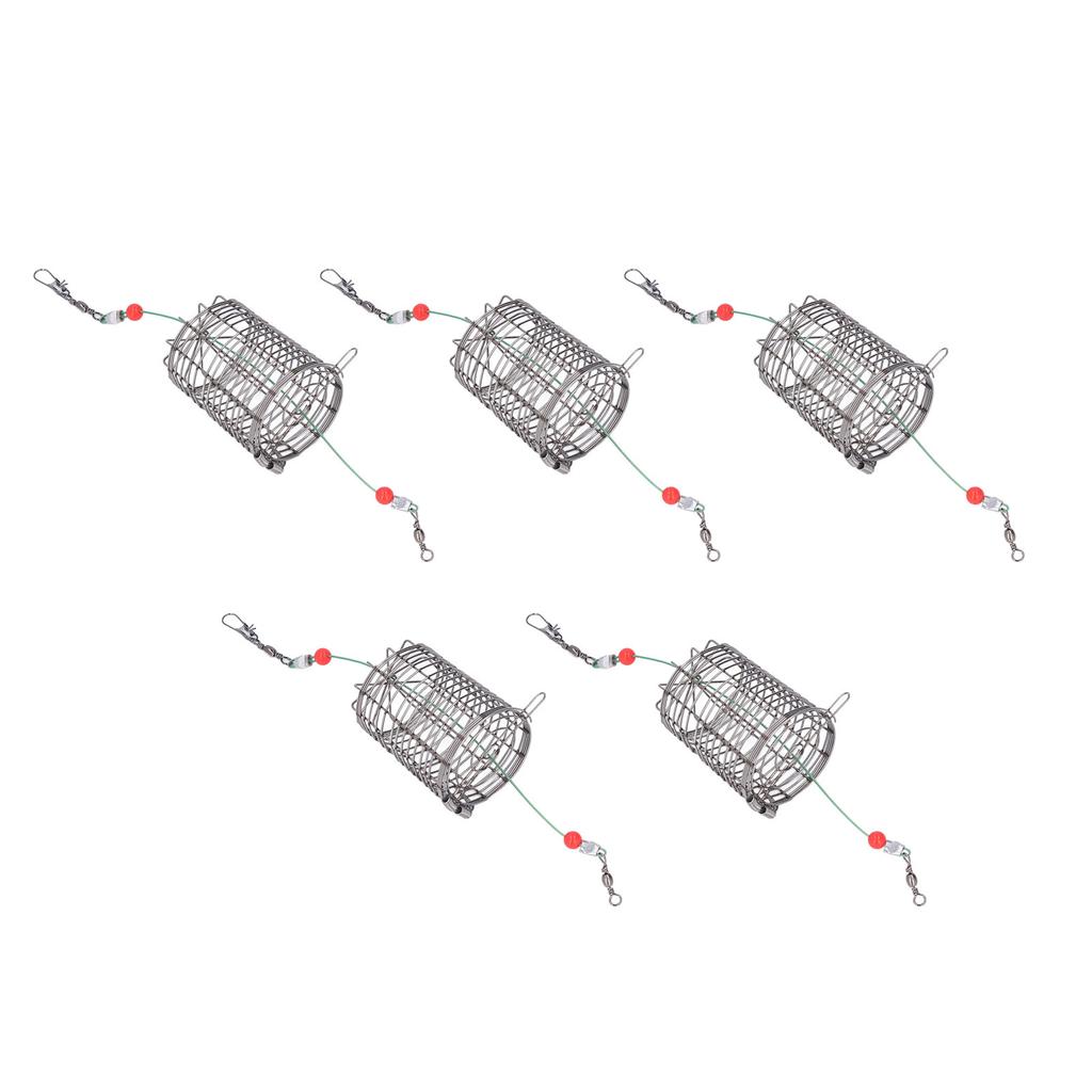 5Pcs Fishing Bait Cages Lure Cage Stainless Steel Fishing Trap Basket Feeder Holder M