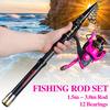 Комбинированная телескопическая удочка и катушка из углеродного волокна длиной 2,1–3,0 м с рыболовной катушкой 12BB Спорт на открытом воздухе