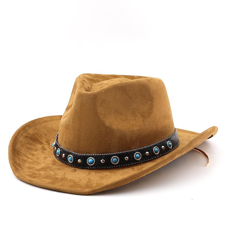 Богемный тибетский цилиндр Западная ковбойская шляпа Аксессуары в виде бычьей головы Шляпа из фетра Этнический стиль Мужские и женские шляпы