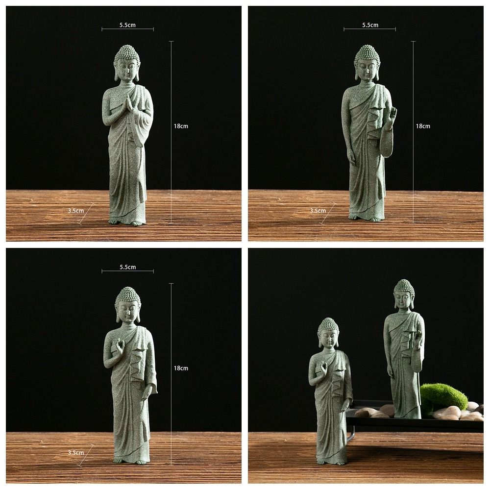 Oriental Culture Sandstone Buddha Green Sandstone Buddhist Ornament Tea Pet   Restaurant