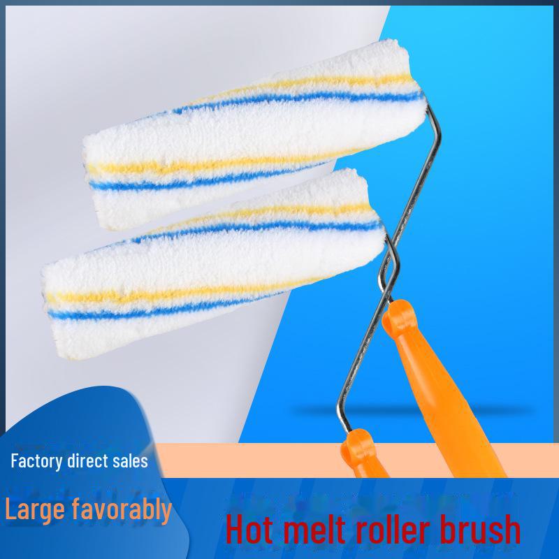 9-дюймовая желто-синяя угловая роликовая щетка с длинным ворсом — идеально подходит для ремонта дома, химического волокна, не пропускает пятна.