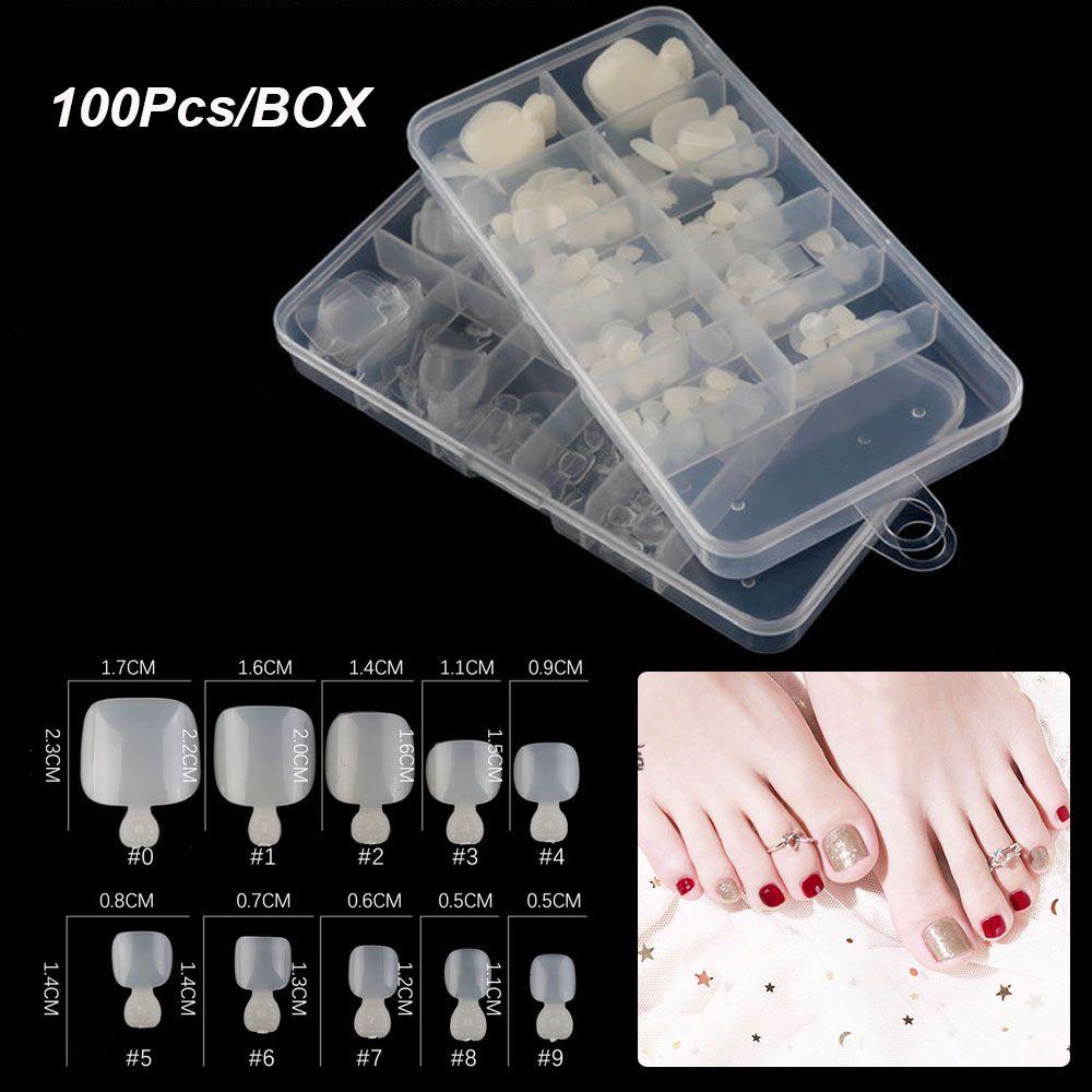100Pcs Manicure Nail Extension Nail Art Foot Tips Toe NailsTips False Toe Nails Toenail Tablet