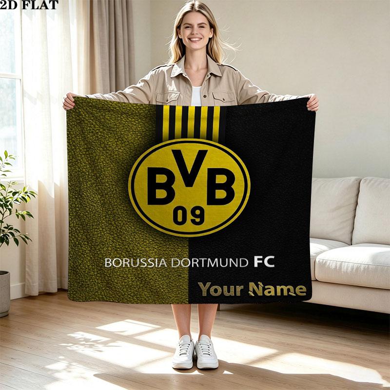 1PC Borussia Custom Name Patterned Flannel Blanket Suitable For All Seasons for Home Decor Warmth and Comfort Gifts Holiday Present