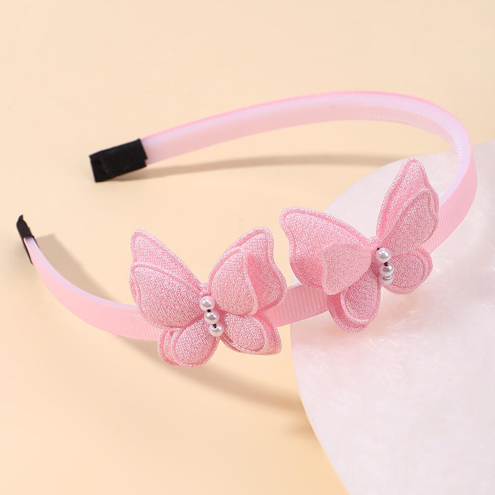 1PC Exquisite Butterfly Hairband Simulated Pearl Children's Hair Hoop Daily Hair Binding Lovely Girl Accessories Gift