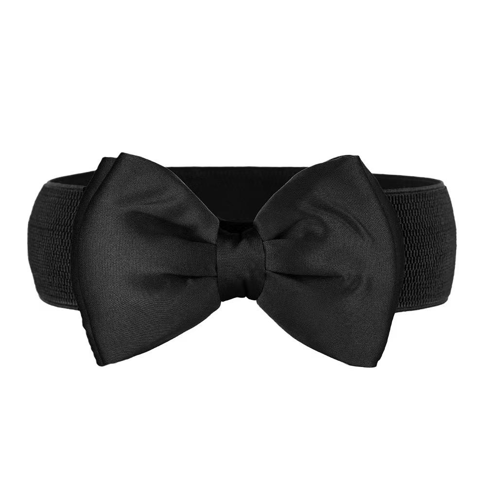 Летний элегантный милый пояс с большим бантом, эластичный широкий эластичный ремень для платья, новые дизайнерские ремни для женщин, винтажный пояс для девочек