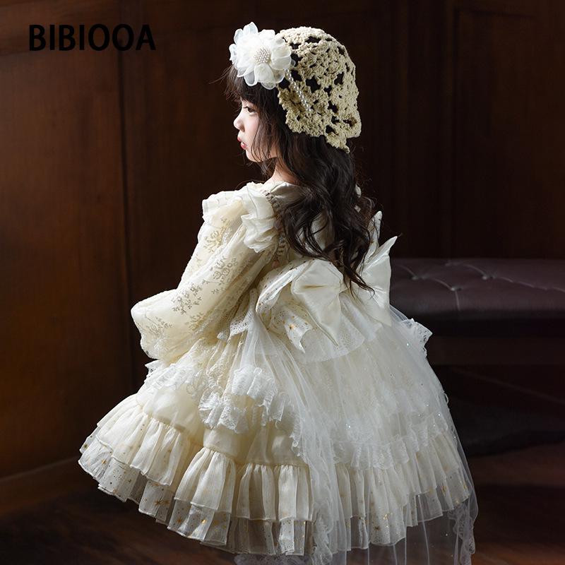 Платье принцессы BIBIOOA Осень/Зима 2025 с длинным рукавом для девочек (Размеры 110-150)