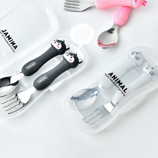 Универсальная гладкая кромка, удобная и безопасная детская обучающая ложка, вилка, набор посуды для ежедневного использования