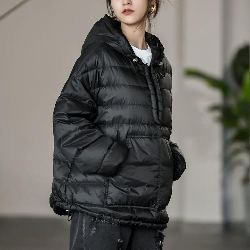 Осенняя женская хлопковая куртка с капюшоном и карманами, свободная, легкая, зимняя куртка с капюшоном для женщин, повседневная верхняя одежда