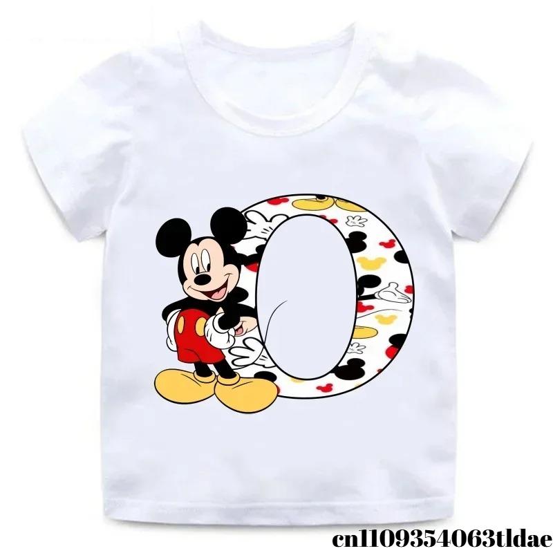 Mickey Mouse AZ Alphabet Print Kids Cotton TShirt Girls Boys TShirt Summer Childrens Top