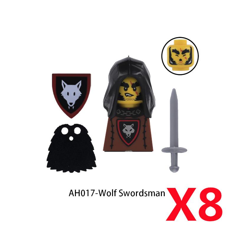 MOC Средневековый Рыцарский Замок Фигурки Конструктор Оружие Волк Мечники Стражник Лук Стрела Щит Флаги Боевой конь Игрушки Подарки S002