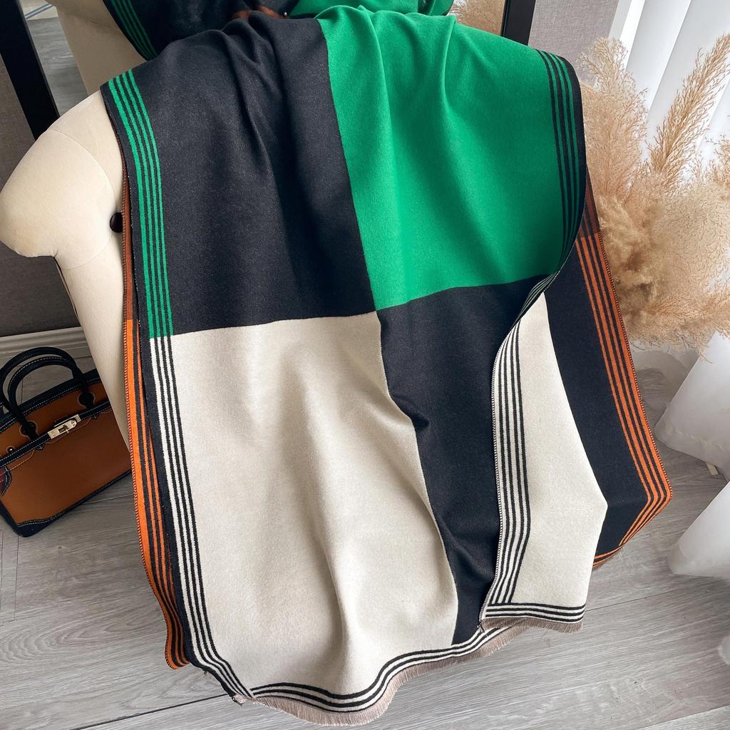 Color Matching Fashion Imitation Cashmere Scarf Women's Shawl Scarf Thickened To Keep Out The Cold Shawl