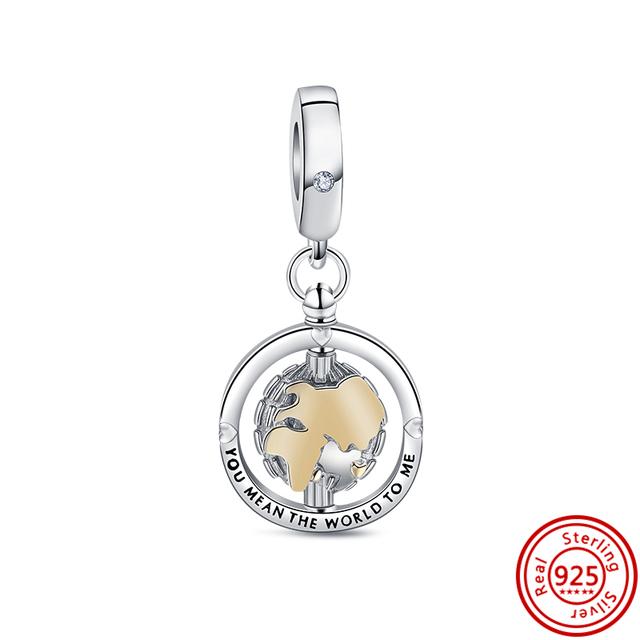 Серебро 925 пробы Love Forever с открытым сердцем, розами, перьями и крыльями, вращающиеся висячие бусины, подходят для подвесок, браслетов, ювелирных изделий