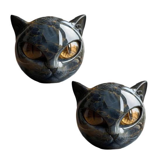 Мини Кошка Камень Полимерная Кошка Голова Фигурка Коллекционный Целебный Камень Мраморная Текстура Кошка Камень Сувенир Подарок для Любителей Кошек Женщин Мужчин