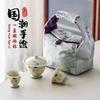 Guochao Hand-Painted Grape Cover Bowl Two Cup Set Portable Cloth Bag Outdoor Tea Drinking High Value Light Luxury Travel Tea Set