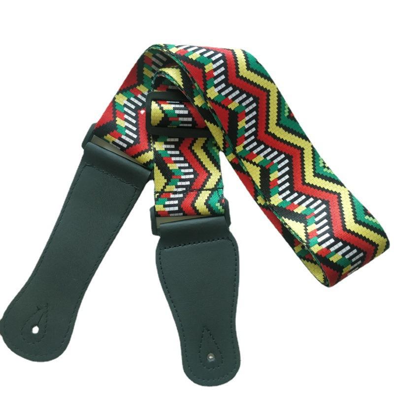 Регулируемый кожаный и тканевый гитарный ремень в этническом стиле с различными узорами для акустических и бас-гитар
