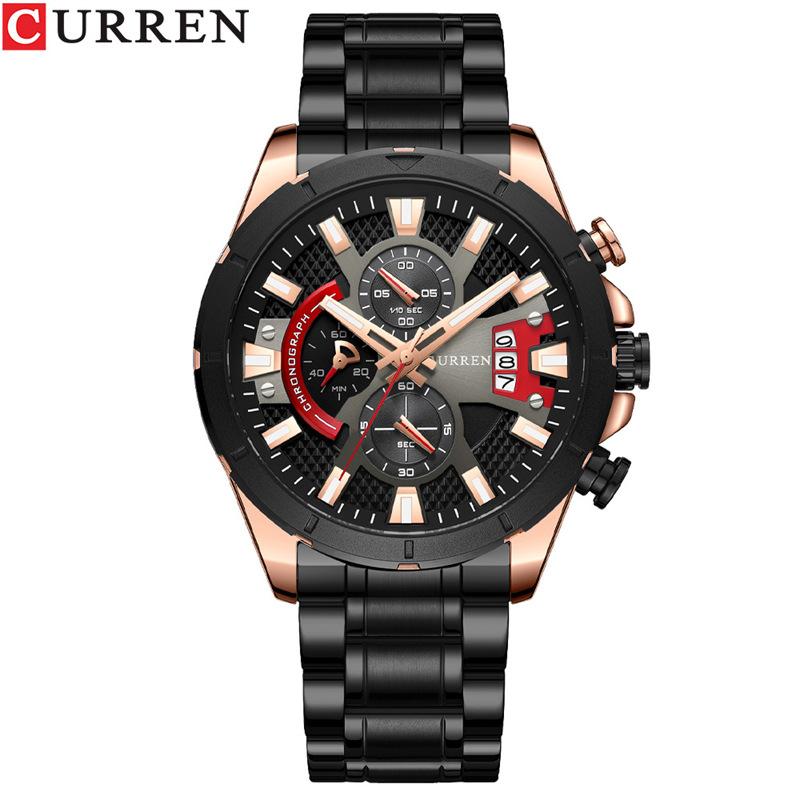 CURREN New Top Men's Watches Trendy Men's Waterproof Watches Six -needle Chronograph, Multi -functional Fashion Stream Steel Belt Watch
