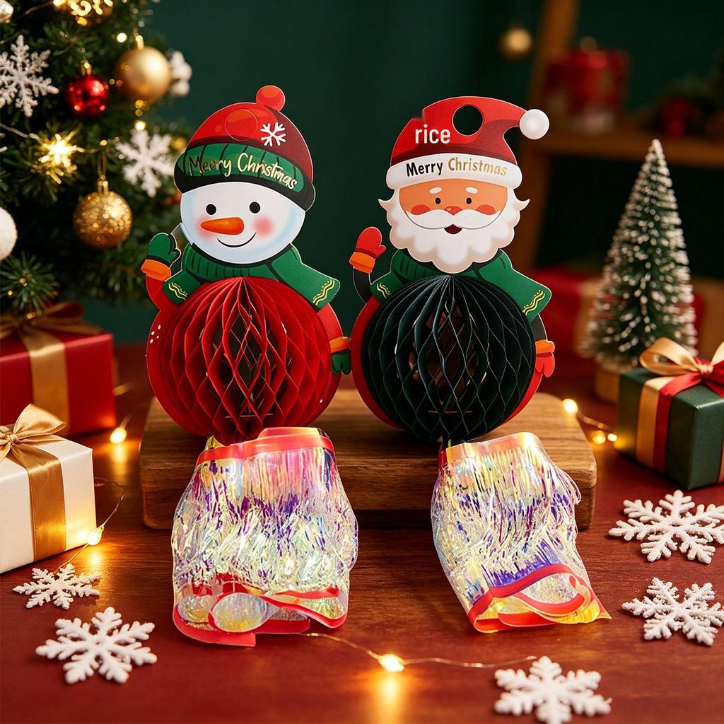 Рождественский Ornament Пчела Бумажная Сотовая Коробка - Санта Клаус и Снеговик