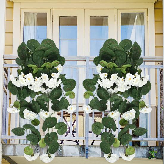 Подвесная искусственная Malus Spectabilis 11 веток Устойчивый к УФ-лучам Реалистичный искусственный цветок Свадебная вечеринка В помещении На открытом воздухе Сад Настенный декор Искусственный цветок