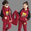 New Boy Girls Winter Set Child Sports Thick Fleece Hoodies+Pants+Vest 3pcs Sets Children's Clothing Boy Sweatshirts Casual Suits