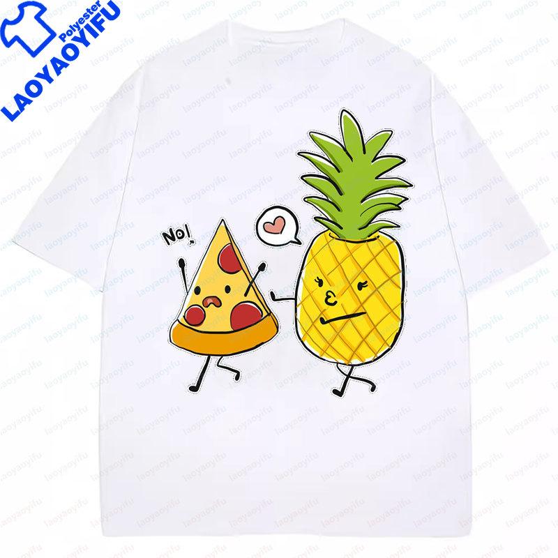 Pineapple Belongs on Pizza TShirt Funny Food Lover Pun Casual Fun Meme Y2k Clothes Streetwear Graphic T Shirts Oversize Tee