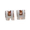 Gold H Letter Enamel Stud Earrings, 18k Thick Plated, White Milk Tea Color, Women’s Fashion Jewelry.
