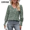 Autumn Women's Blouse Loose Comfortable Polka Dot Casual Printed V-neck Shirt Long Sleeve Tops