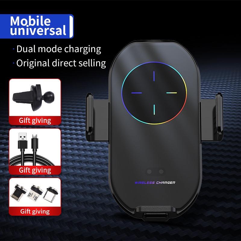 2024 Magic Clip A7S Car Mobile Phone Wireless Charging Bracket Car Air Outlet Magnetic Suction Charger Navigation Rack Car Supplies