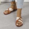 Летние новые женские сандалии на плоской подошве, повседневные сандалии с открытым носком, удобные пляжные шлепанцы с перекрестными ремешками 2024 года, Sandalias De Mujer