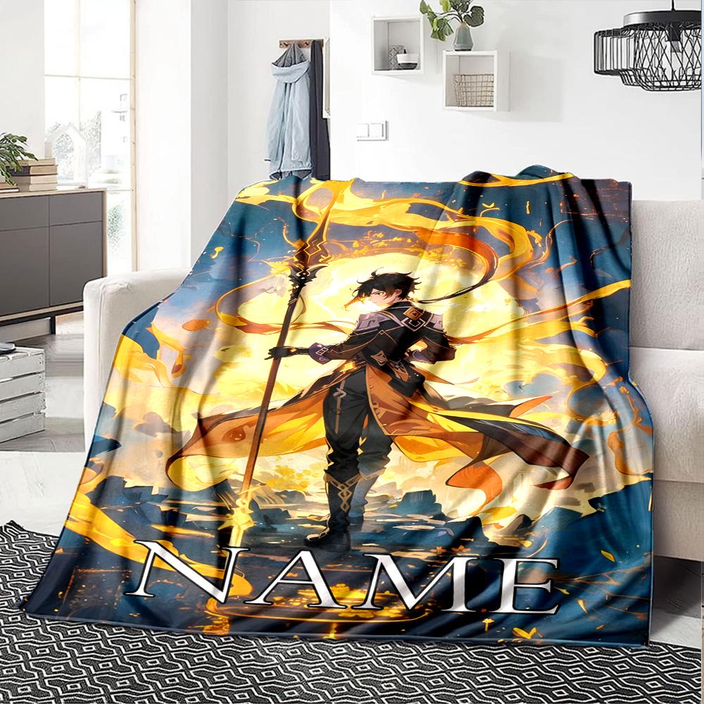 Customiz Name Personality Genshin Impact characters Blanket Soft &Warm Sofa Office Bed Travel Lunch Break Blanket, Gift Suitable All Seasons