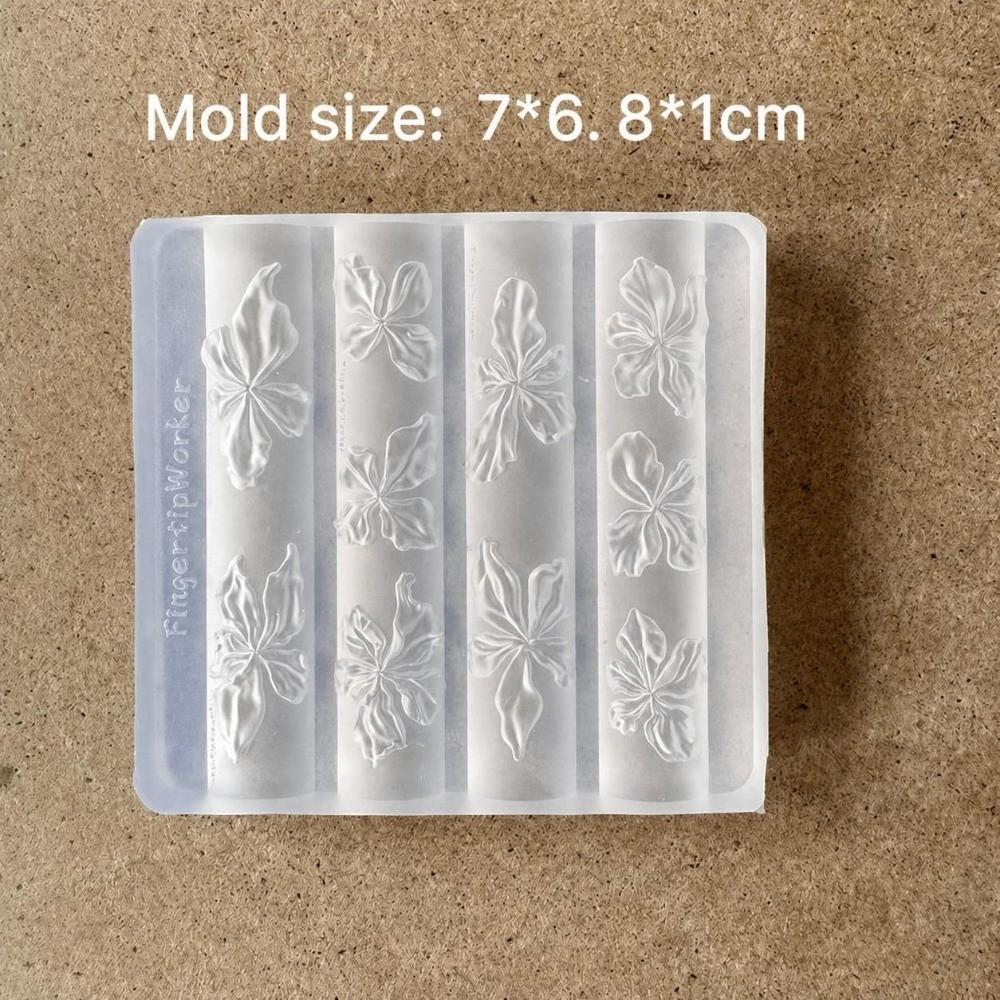 Ice Flower Nail Art Carving Template Transparent 3D Relief Nail Mold Press on Nail