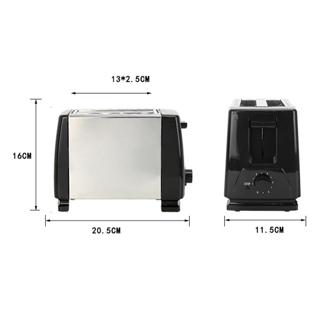 Household Automatic Bread Toaster Fast Heating 2 Slices Slots Bread Maker Cooking Stainless Steel Baking Breakfast Machine