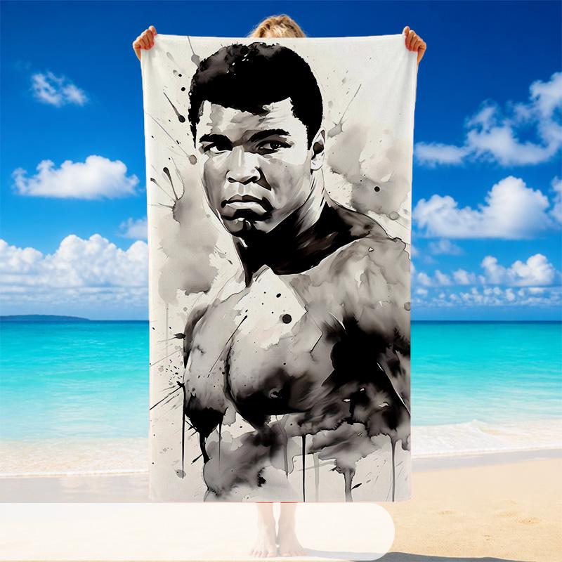 Quick Dry Beach Towel Muhammad Ali Pattern, Lightweight Absorbent Towel for Pool Beach Vacation Use