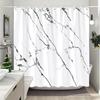 Blue Gold Textured Marble Shower Curtain Black White Natural Art Pattern Polyester Fabric Washable Shower Curtain Bathroom Decor